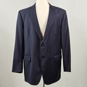 Brooks Brothers Ermenegildo Zegna Wool Blazer Navy Blue Pinstripe‎ | Men's 46 R